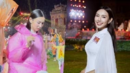Thuỳ Tiên mặc áo mưa thưởng thức Khai mạc Tuần lễ Festival nghệ thuật Quốc tế Huế