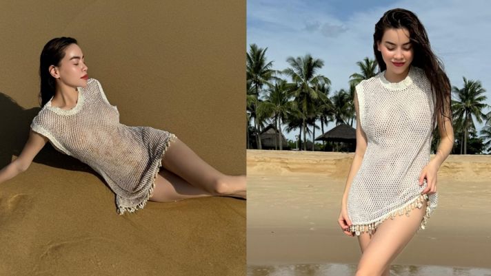 Diện đồ xuyên thấu, Hồ Ngọc Hà tự tin thả rông vòng 1 khoe trọn đường cong chữ S trên bãi biển