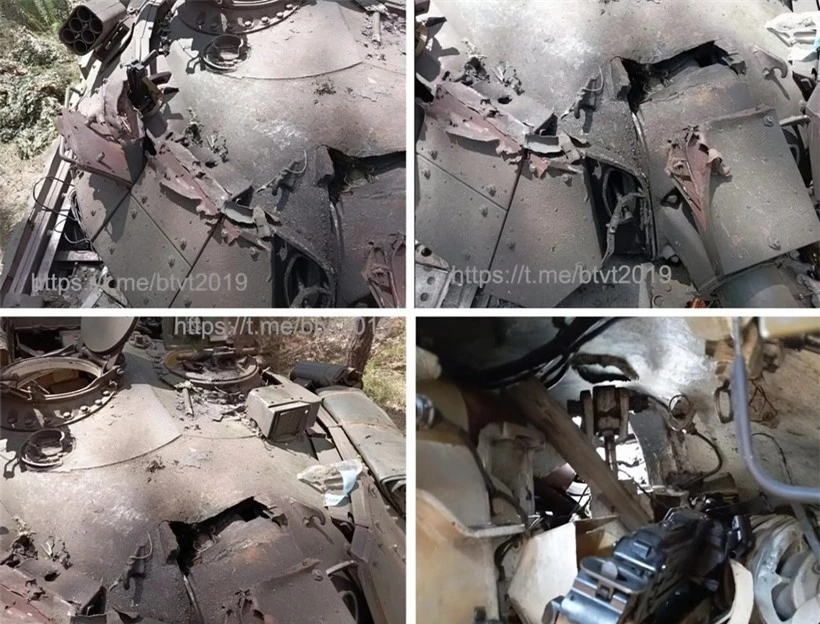 Hậu quả khi xe tăng M-55S bị trúng đạn pháo Krasnopol.