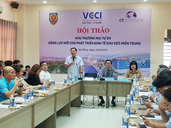 Hội thảo "“Khu thương mại tự do (TMTD) – Động lực mới cho phát triển kinh tế miền Trung” sáng 20/6. 