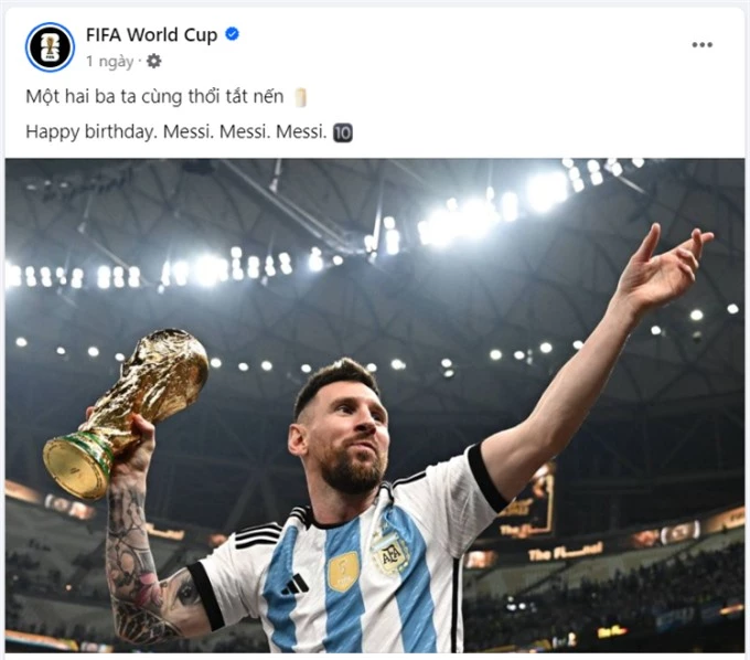 Bài đăng bằng tiếng Việt của FIFA chúc sinh nhật của Messi