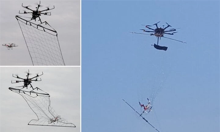 Một số hình ảnh dùng lưới bắt UAV từng được thử nghiệm.