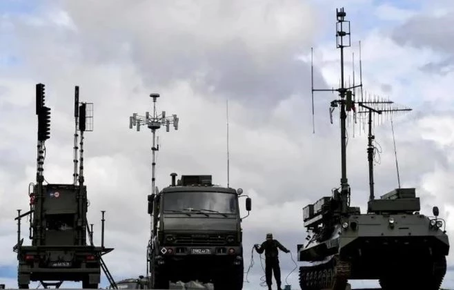 Hệ thống gây nhiễu Pole-21 của quân đội Nga. Ảnh: Truyền thông nhà nước Nga
