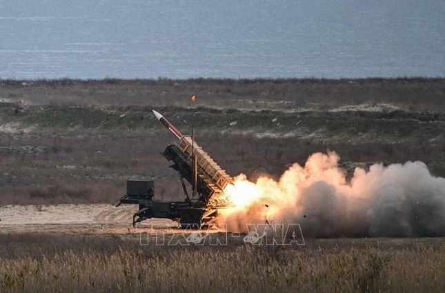 Hệ thống tên lửa phòng không Patriot trong cuộc diễn tập quân sự ở Constanta, Romania ngày 15/11/2023. Ảnh: AFP/TTXVN