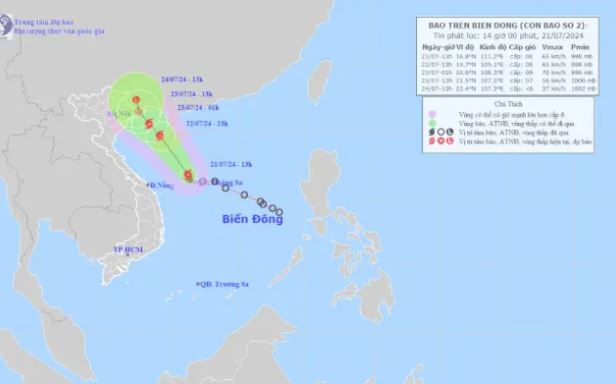 Bão số 2 có tên quốc tế là Prapiroon, nhiều nơi mưa rất to từ đêm 22/7