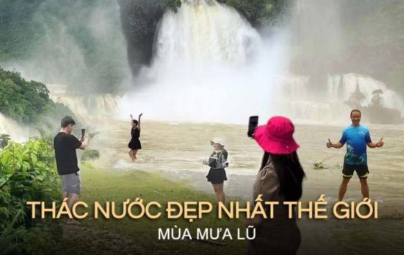 Dù ngập trong mưa lũ nhưng “thác nước đẹp nhất thế giới” tại Việt Nam vẫn đông đúc khách đặt tour