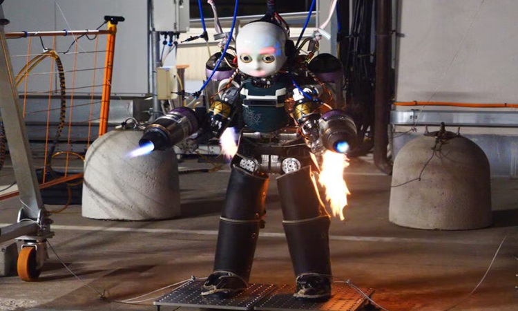 Thử nghiệm robot hình người lắp động cơ phản lực đầu tiên trên thế giới