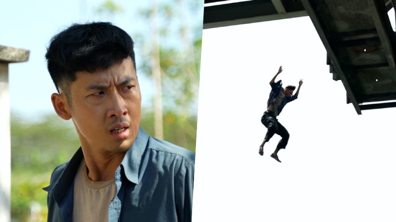 Tuấn Trần tự thực hiện cảnh nhảy cầu cao hàng chục mét trong 'Làm giàu với ma'