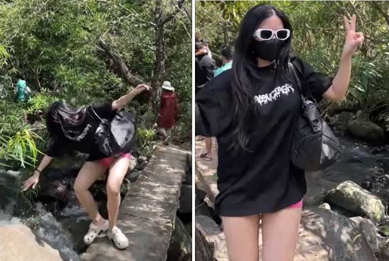 CLIP: Mải mê tạo dáng chụp ảnh, cô gái nhận ngay 'trái đắng'