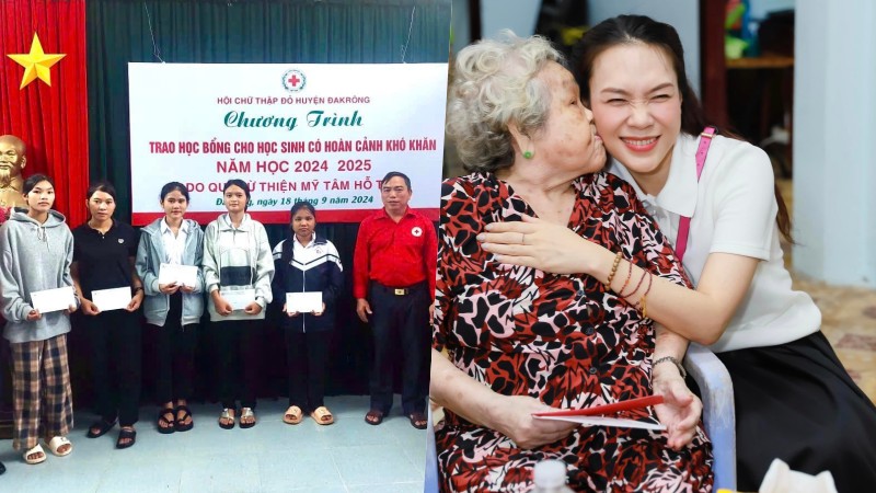 Mỹ Tâm trao học bổng cho học sinh nghèo, tặng quà nghệ sĩ lão thành