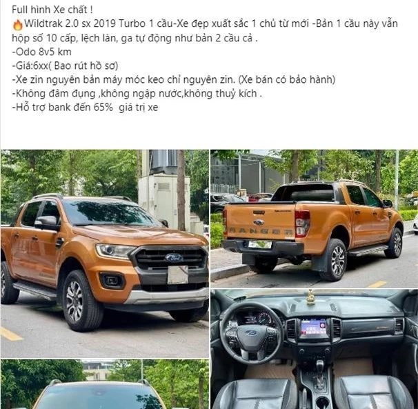 Bất ngờ giá rao bán Ford Ranger Wildtrak 2019 sau 5 năm lăn bánh 529657