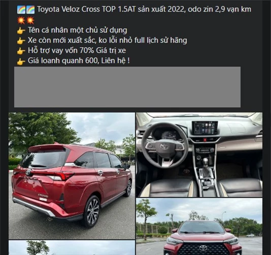 Sau 2 năm sử dụng, Toyota Veloz Cross 2022 lên sàn xe cũ với giá ngỡ ngàng 532270