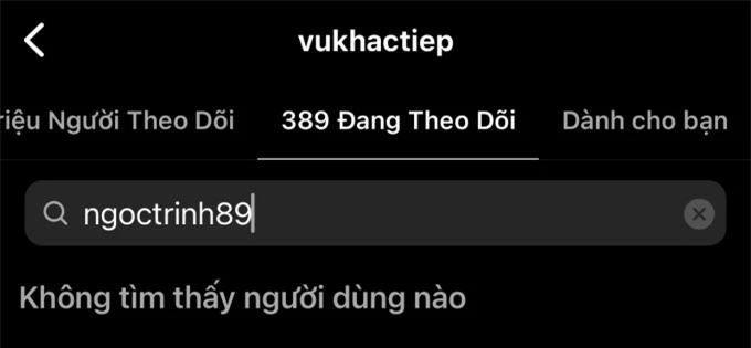 Vũ Khắc Tiệp thẳng tay hủy follow Ngọc Trinh