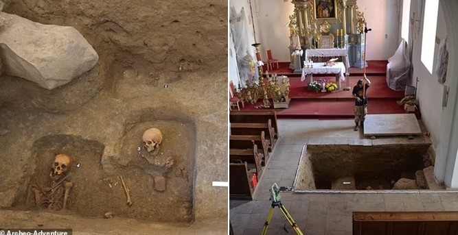 Phát hiện ngôi mộ chứa ‘ma cà rồng’ với lưỡi liềm quanh cổ dưới 1 tảng đá có khắc hình đầu lâu