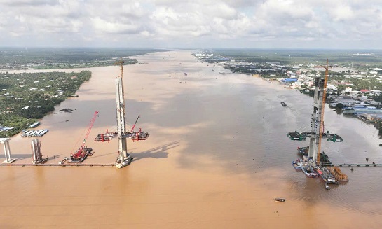 Dự án cầu Rạch Miễu 2: Hoàn thành trụ tháp dây văng P19, P20