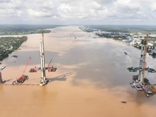 Dự án cầu Rạch Miễu 2: Hoàn thành trụ tháp dây văng P19, P20