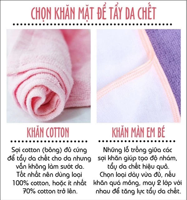 Chọn khăn mặt phù hợp để tẩy da chết là bước làm quan trọng