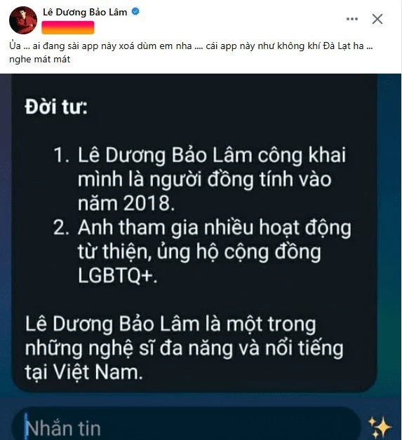 Lê Dương Bảo Lâm phản ứng hài hước trước thông tin mình là người đồng tính