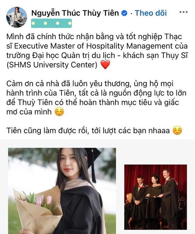 Thuỳ Tiên từng tự hào khoe thành tích học tập trên trang cá nhân