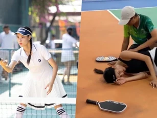 Mỹ nhân Việt gãy xương đùi ngay trên sân pickleball