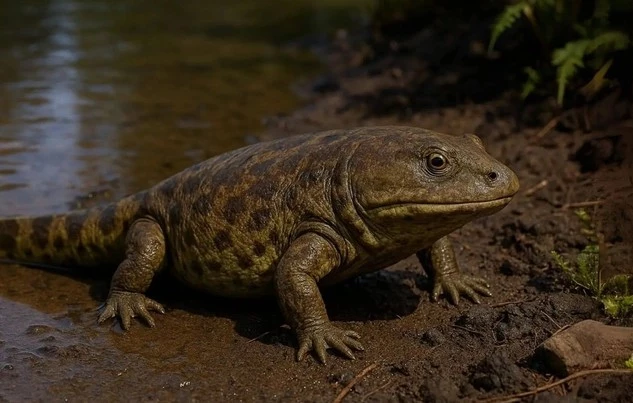 Chân dung một con Metoposaurus điển hình, to bằng cá sấu hiện đại - Ảnh đồ họa: Christian Pérez Chân dung một con Metoposaurus điển hình, to bằng cá sấu hiện đại - Ảnh đồ họa: Christian Pérez