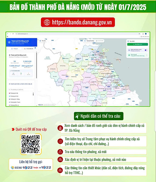 Đà Nẵng lập bản đồ số phường, xã, đặc khu phục vụ tra cứu của người dân