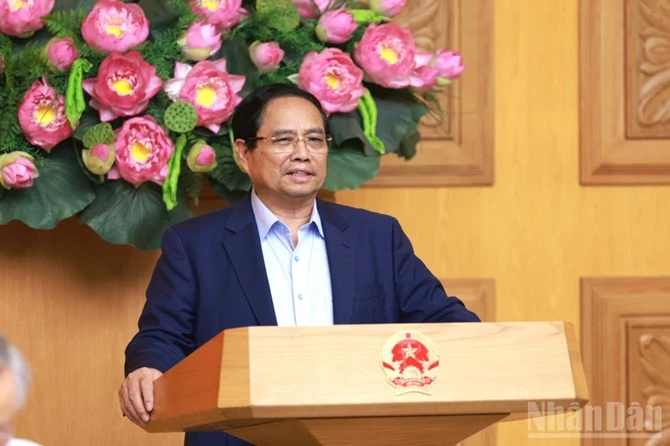 Thủ tướng Chính phủ Phạm Minh Chính phát biểu tại buổi làm việc. (Ảnh: Trần Hải)