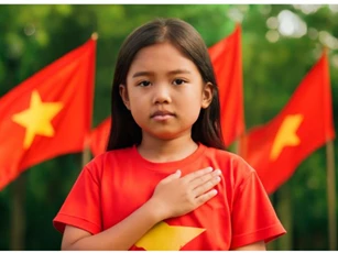Sử dụng ChatGPT tạo ảnh chụp với rừng cờ Tổ quốc mừng ngày Quốc khánh