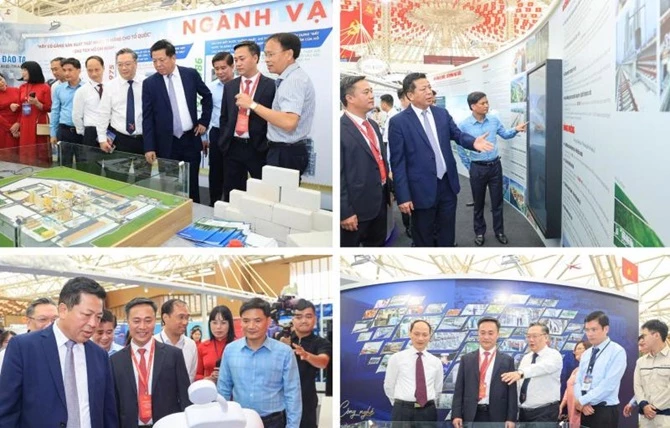 Các đại biểu tham quan gian trưng bày ngành Vật liệu xây dựng Các đại biểu tham quan gian trưng bày ngành Vật liệu xây dựng