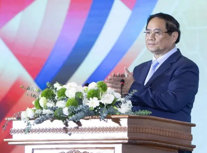 Thủ tướng Phạm Minh Chính tại Lễ hưởng ứng Ngày hội Đổi mới sáng tạo quốc gia 2025. Ảnh: VGP
