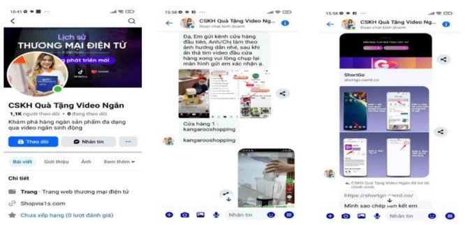 Tài khoản Facebook sau khi quét mã QR và được hướng dẫn làm nhiệm vụ nhận tiền, hướng dẫn cài đặt ứng dụng ShortGo. Ảnh: Công an tỉnh Cao Bằng.