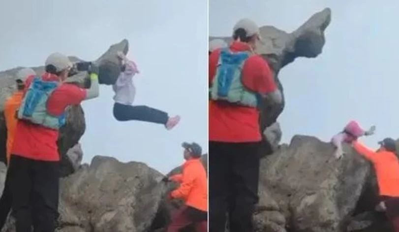 Ảnh té ngã của cô gái được ghi lại.