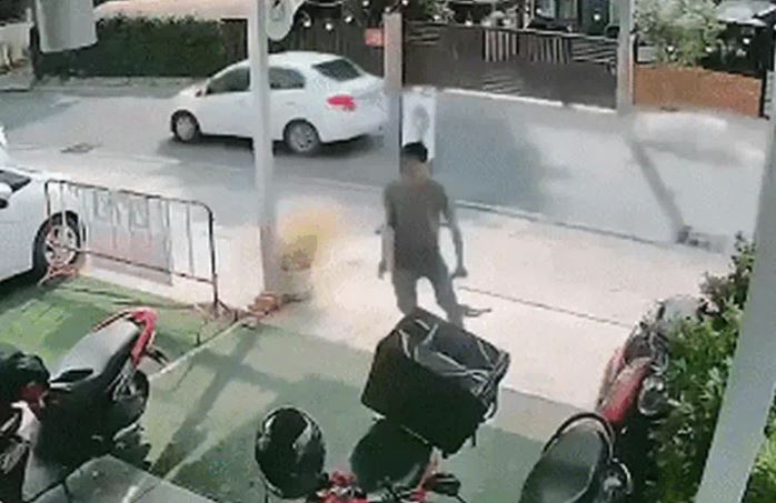 Người đàn ông hoảng loạn bỏ chạy giữa phố vì bị ong đốt