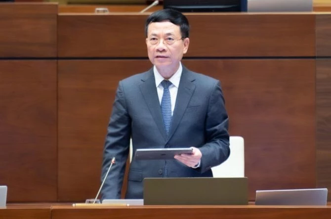 Bộ trưởng Bộ Khoa học và Công nghệ Nguyễn Mạnh Hùng giải trình trước Quốc hội. Ảnh: Quốc hội. Bộ trưởng Bộ Khoa học và Công nghệ Nguyễn Mạnh Hùng giải trình trước Quốc hội. Ảnh: Quốc hội.