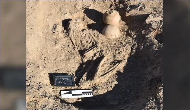 Một góc nhìn về ngôi mộ trong quá trình khai quật. 