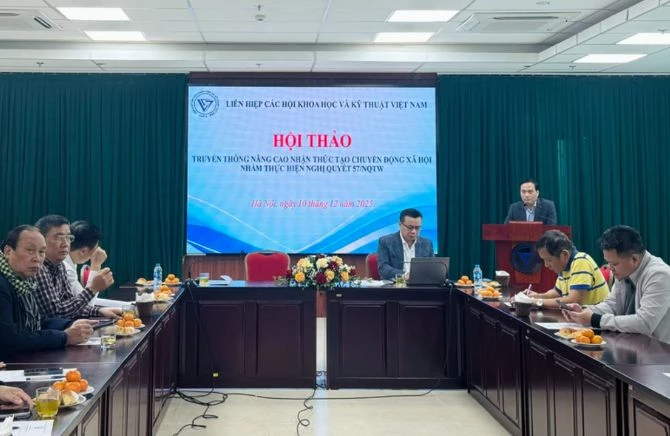 Hội thảo “Truyền thông nâng cao nhận thức, tạo chuyển động xã hội nhằm thực hiện Nghị quyết 57”. Ảnh: Thu Giang/Báo Chính phủ. Hội thảo “Truyền thông nâng cao nhận thức, tạo chuyển động xã hội nhằm thực hiện Nghị quyết 57”. Ảnh: Thu Giang/Báo Chính phủ.