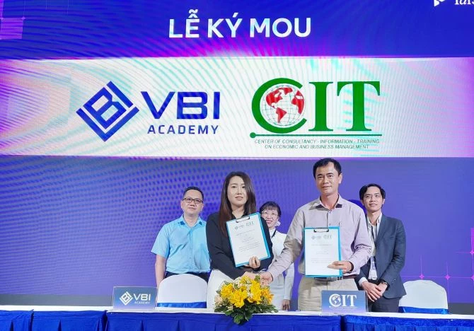Ký kết hợp tác VBI Academy và Trung tâm Tư vấn ứng dụng kinh tế (Viện Nghiên cứu Phát triển Thành phố Hồ Chí Minh). Ký kết hợp tác VBI Academy và Trung tâm Tư vấn ứng dụng kinh tế (Viện Nghiên cứu Phát triển Thành phố Hồ Chí Minh).