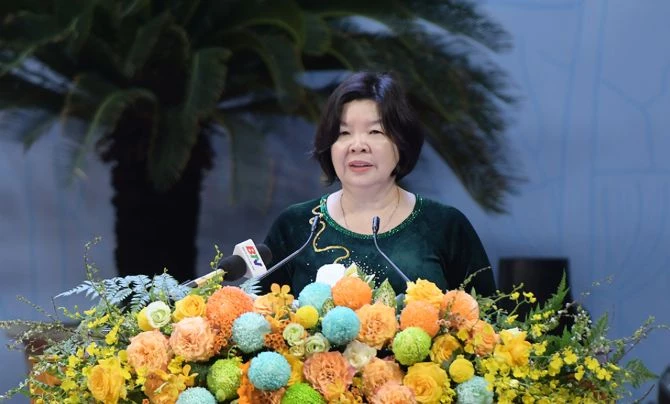 Đồng chí Cao Xuân Thu Vân phát biểu chỉ đạo Đại hội. Ảnh: Báo Bắc Ninh.