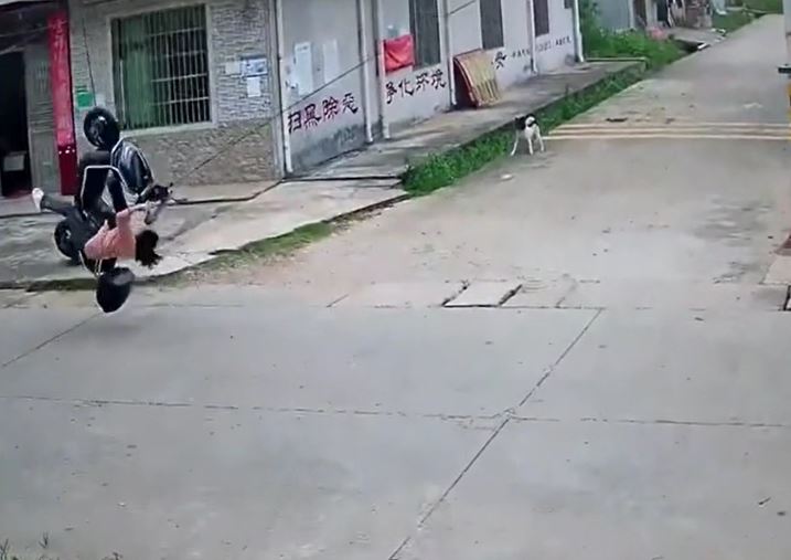 Va vào dây điện rơi, người phụ nữ đi xe máy bị nhấc bổng rồi quật ngã xuống đường