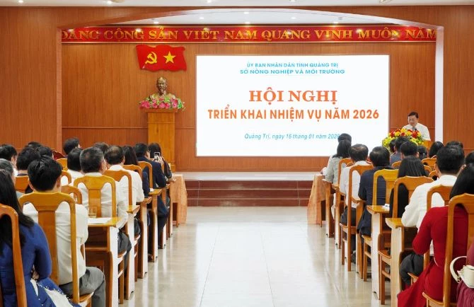 Sở Nông nghiệp và Môi trường tổng kết tình hình thực hiện nhiệm vụ năm 2025, triển khai phương hướng hoạt động năm 2026. Ảnh: Báo Quảng Trị.
