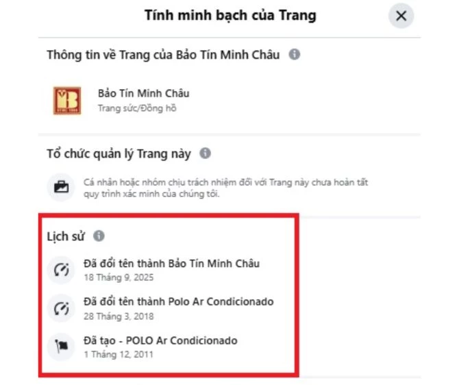 Kiểm tra tính minh bạch của trang Facebook. Ảnh: Cổng thông tin điện tử Công an TP Hà Nội.