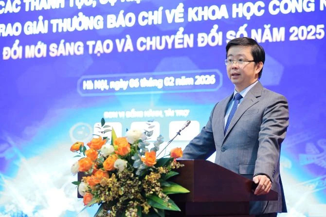 Thứ trưởng Bùi Hoàng Phương trong Lễ công bố 9 sự kiện khoa học và công nghệ nổi bật năm 2025.
