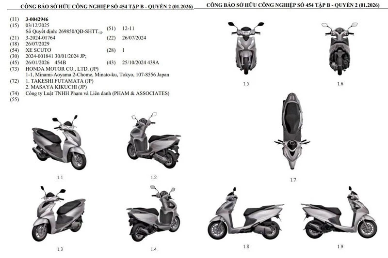 Mẫu xe được Honda Việt Nam đăng ký.