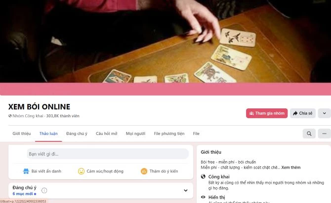 Ghi nhận nhiều hội, nhóm xem bói trực tuyến được lập trên Facebook, Zalo, TikTok. Ảnh: Báo điện tử Chính phủ.