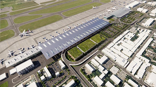 Phối cảnh sân bay Đà Nẵng theo quy hoạch được Bộ Xây dựng phê duyệt tại Quyết định 222/QĐ-BXD (ngày 12/2/2026). 