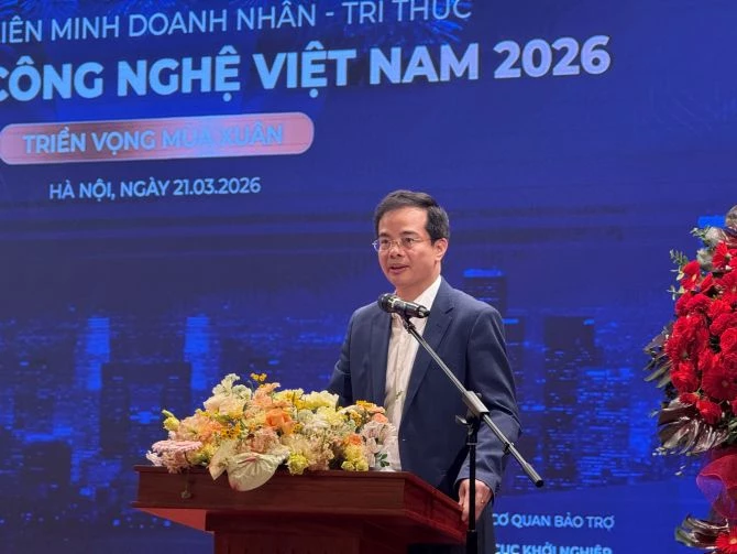 Ông  Hoàng Ngọc Nhân - Cục trưởng Cục Khởi nghiệp và Doanh nghiệp công nghệ phát biểu tại sự kiện.