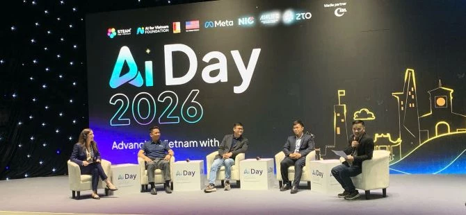 Các diễn giả trao đổi tại sự kiện AI Day 2026: : Thúc đẩy năng lực AI cho Việt Nam trong kỷ nguyên kinh tế trí tuệ nhân tạo” do Đại học Bách khoa Hà Nội và STEAM for Vietnam phối hợp tổ chức.