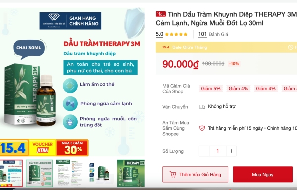 Thu hồi toàn quốc sản phẩm THERAPY 3M do công ty IVYPHARMA sản xuất