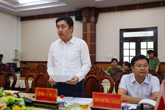 Ảnh 2- Đại diện Lãnh đạo Công ty cổ phần đầu tư và phát triển nhà ở KVG - Chủ đầu tư tại cuộc họp.