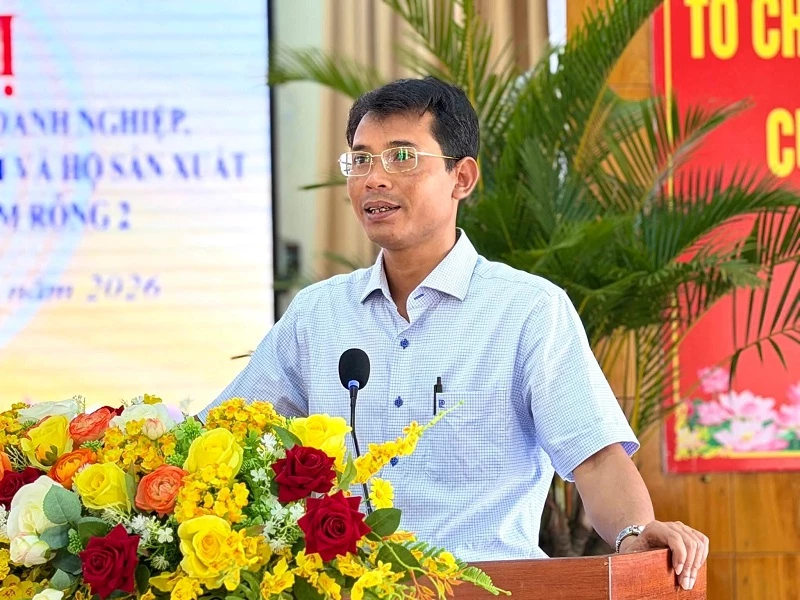 ông Ndu Ha Biên - Tỉnh ủy viên, Bí thư Đảng ủy, Chủ tịch HĐND xã Đam Rông 2, Phát biểu chỉ đạo hội nghị